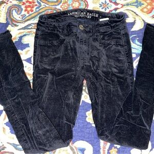 American Eagle Black Velvet Jeggings